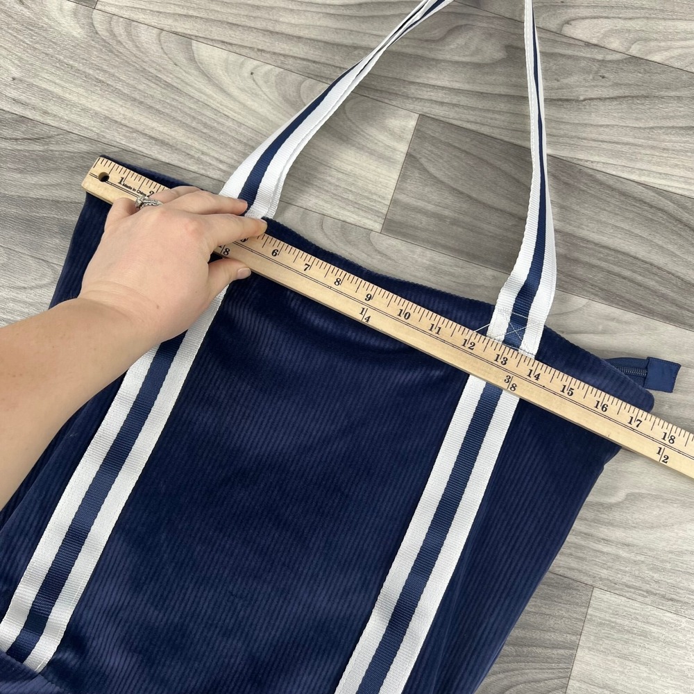 Pink Victoria's Secret Tote Bag Womens Blue Velvet Dual Handle Zip Casual Basic - Picture 4 of 14